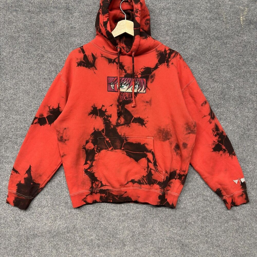 Hypland Yu Yu Hakusho Hoodie Men M Red Fleece Pullover Kurama Tie Dye Anime Rare